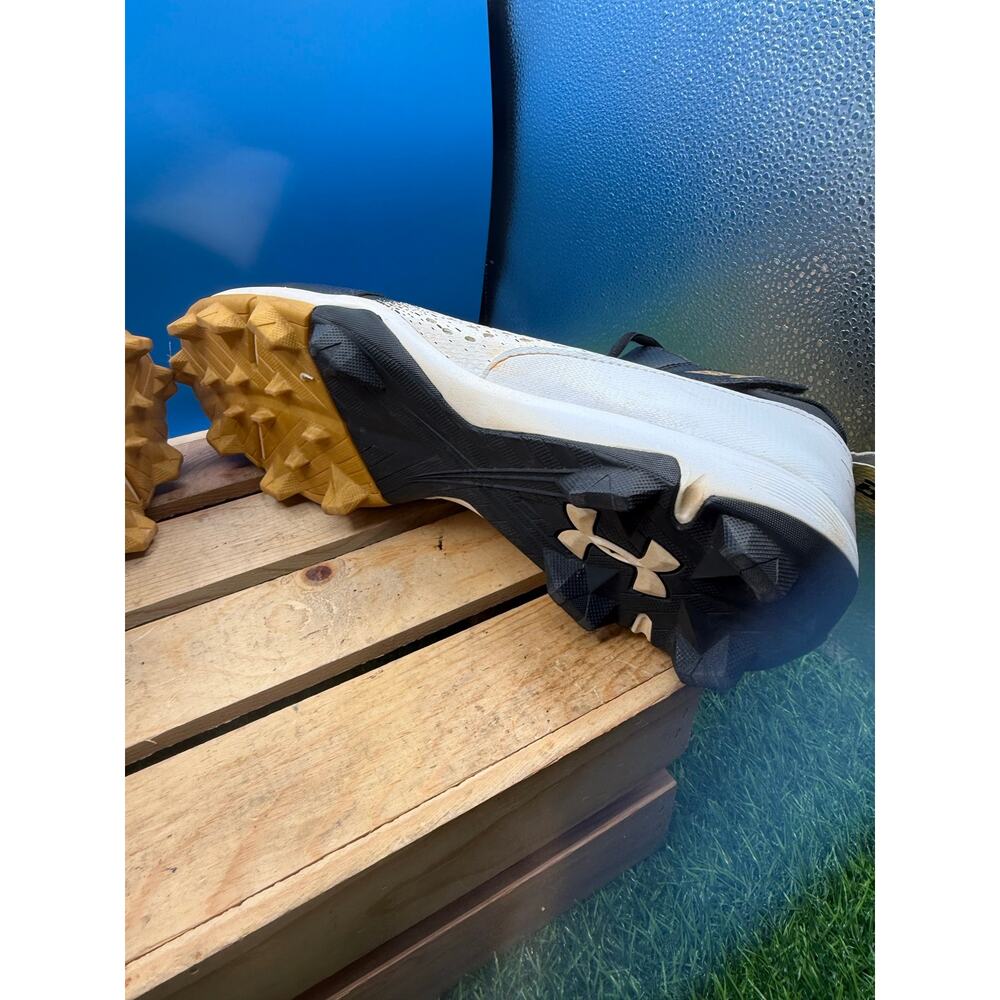 Under Armour Harper 6 Mid Molded Baseball Cleats-Black White Gold-Men's Size 12 - Picture 8 of 9